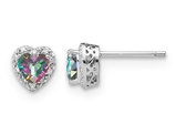 1.10 Carat (ctw) Mystic Fire Topaz Heart Earrings in Sterling Silver